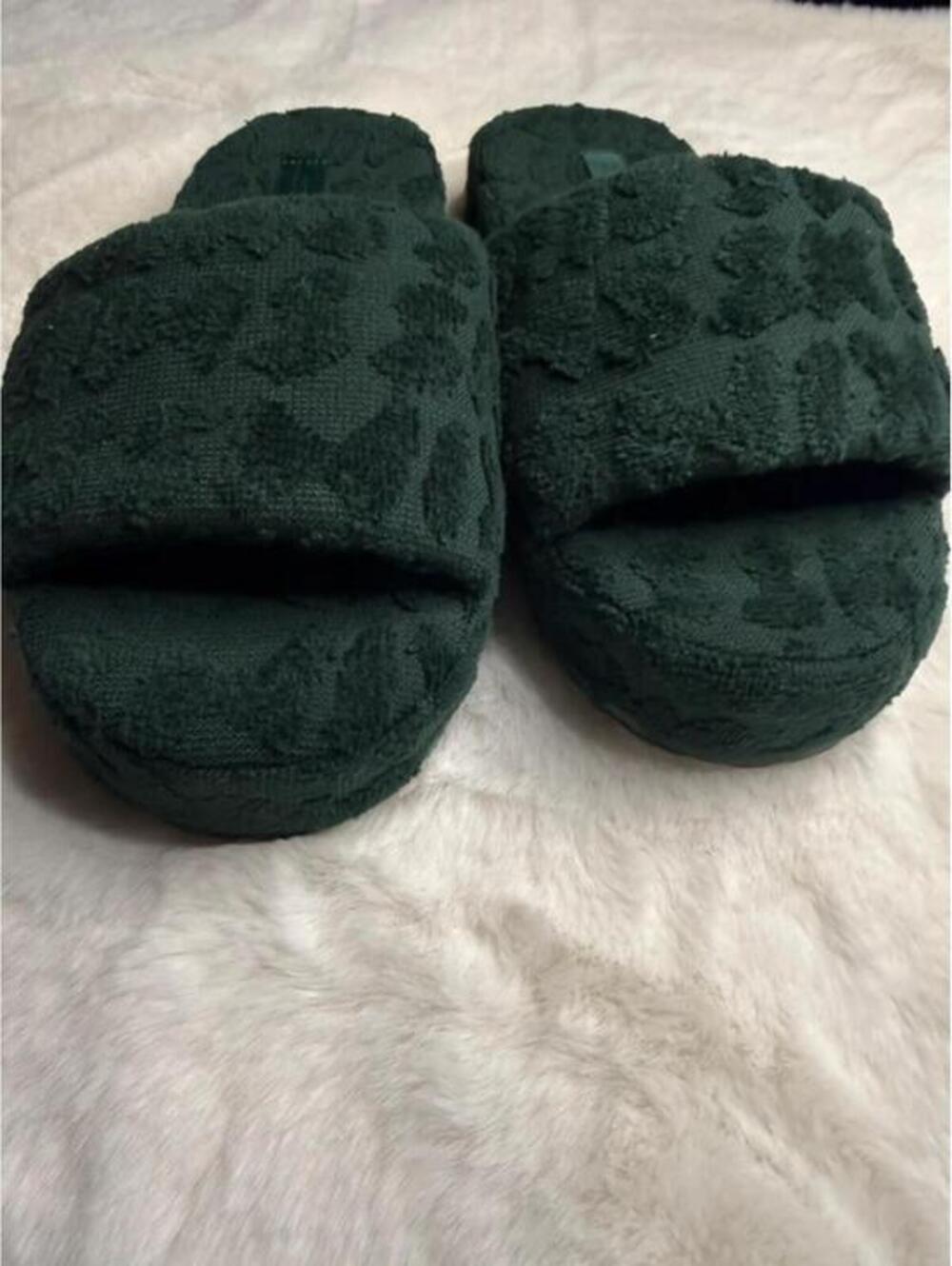 SKIMS Spa Terry Platform Slide Slippers Pine Green EU 37 / US 6.5-7 New